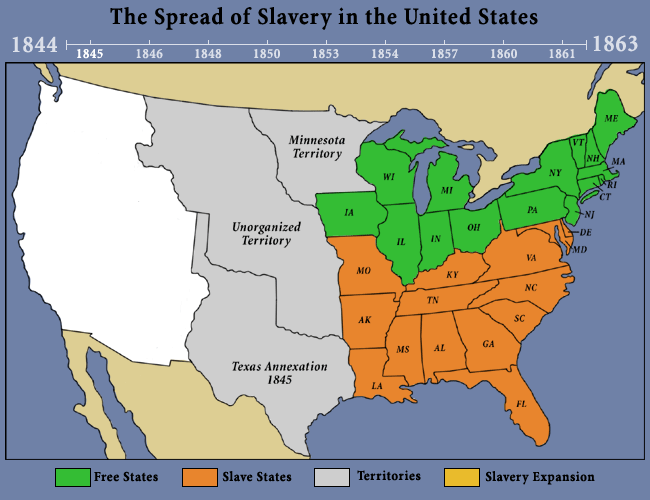 The Spread of Slavery in the United States: 1845