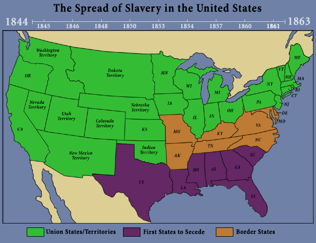 The Spread of Slavery in the United States: 1861