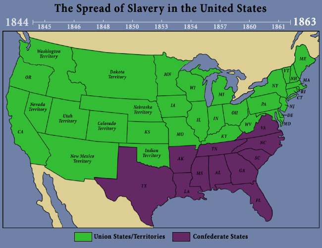 The Spread of Slavery in the United States: 1863