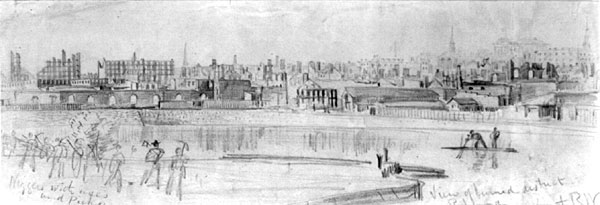 View of burned district of Richmond
