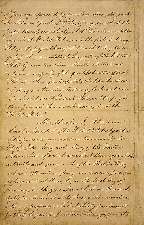 Manuscript of the Final Emancipation Proclamation, Page 2