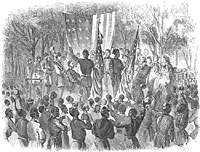 Emancipation Day in South Carolina, the Color-Sergeant of the 1st South Carolina Volunteers addressing the Regiment