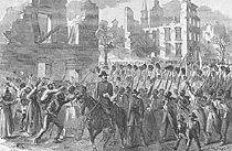 The Fifty-fifth Massachusetts Colored Regiment singing John Brown's March in the streets of Charleston, February 21, 1865