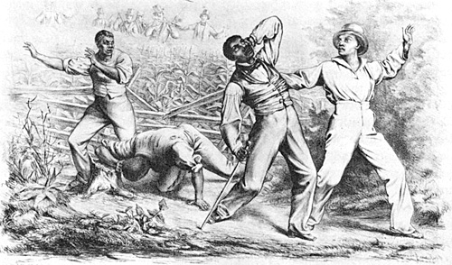 Four black men possibly Freedmen, ambushed by armed white men