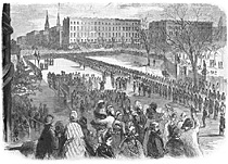 The Twentieth United Stated Colored Troops receiving their colors on Union Square, March 5, 1864