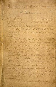 Manuscript of the Final Emancipation Proclamation, Page 1