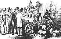 A slave market such as Lincoln saw from the windows of the Capitol while a member of Congress